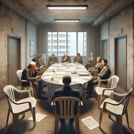 Reunião de condomínio para resolver problemas da piscina…