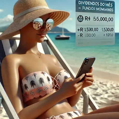 Curtindo uma praia enquanto acompanha seus rendimentos